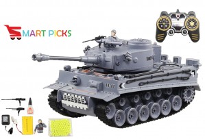 Smart Picks Remote Control Shooting Game Military Battle Tank with Smoke & Shaking Function Variety of War Mode_ Scale 1:18 ( Rechargeable Battery for Tank & Charger Included) (GER Tiger)