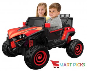 Smart Picks Kids Electric Ride on UTV Car with 12V Battery Operated, 2.4Ghz Remote Controlled, Spring Suspension, Led Lights, USB, Music, MP3 SD (BLUE,RED & White)