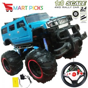 Smart Picks 1:8 Hummer Gravity Sensor Remote Controlled Rock Crawler, Monster Truck, Oversize Tires Off Road Truck, 1:8 Scale (Rechargeable Battery and Charger Included) ( BLUE & RED )