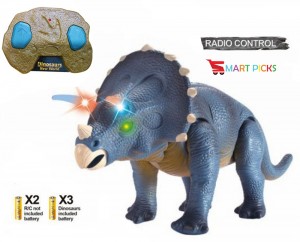 Smart Picks Remote Control Walking Dinosaur with Led Lights and Dinosaur Sounds (Brown & Grey)