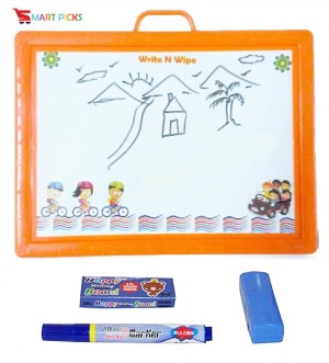 Smart Picks 3 in 1 Magnetic Writing Board with Alphabet Numbers (Duster, Chalk and Whiteboard Pen Included)