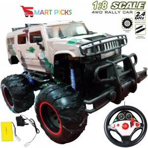 Smart Picks 1:8 Gravity Sensor Remote Controlled Rock Crawler, Monster Truck, Oversize Tires Off Road Truck, 1:8 Scale (Rechargeable Battery and Charger Included) (Military Hummer)