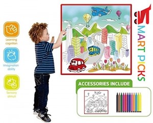 Smart Picks City Traffic Colouring Mat with Colour Pens, Multi Color