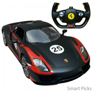 Smart Picks Officially Licensed Electric 1:14 Scale Full Function Rechargeable Ferrari Porsche 918 Spyder Remote Control Car (Black,Red)
