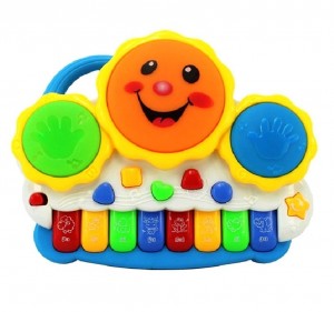 Drum Keyboard Musical Toys with Flashing Lights - Animal Sounds and Songs, Multi Color