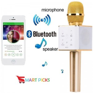 Smart Picks Karaoke Mic Wireless, Portable Handheld Singing Machine Condenser Microphones Mic and Bluetooth Speaker Compatible with iPhone/iPad/iPod/and All Android Smartphones(Color May Vary)