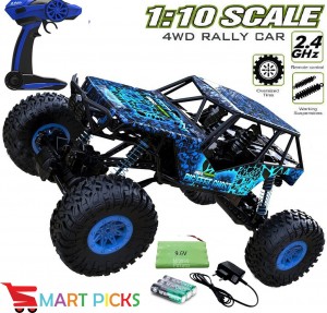 Smart Picks 4WD Remote Controlled Rock Crawler RC Monster Truck, Fig Foot Oversize Tires Off Road Truck, 1:10 Scale Dirt Drift Waterproof
