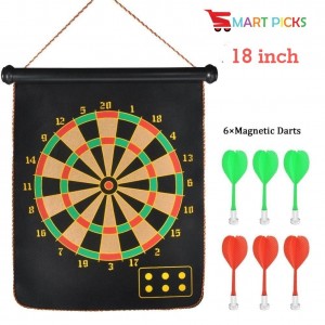 Smart Picks Roll-up Magnetic Dart Board Double Sided Hanging Wall Dartboard with 6 Safety Darts Needles (18 INCH)