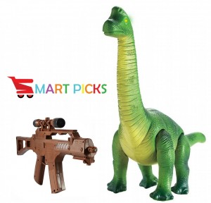 Smart Picks Remote Control Toy Gun Shooting Walking & Roaring Dinosaur with Led Lights ( Any one & Color May Vary )