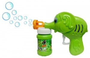 Green Toon Hand Pressing Bubble Making Toy Gun (Color and Design May Vary)