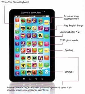 P1000 Kids Educational Learning Tablet Computer, Black