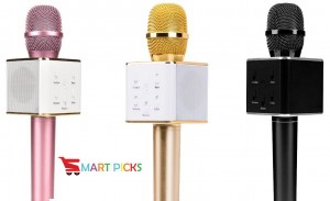 Smart Picks Karaoke Mic Wireless, Portable Handheld Singing Machine Condenser Microphones Mic and Bluetooth Speaker Compatible with iPhone/iPad/iPod/and All Android Smartphones(Color May Vary)