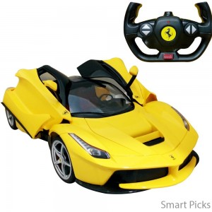 Smart Picks Officially Licensed Electric 1:14 Scale Full Function Rechargeable Open Door La Ferrari Remote Control Car (Yellow)