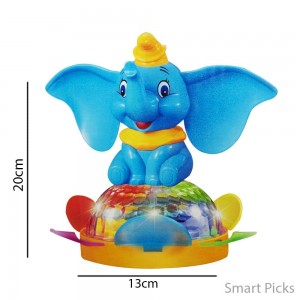 Smart Picks Battery Operated Unique Spin Elephant with 4D Lights and Sound.