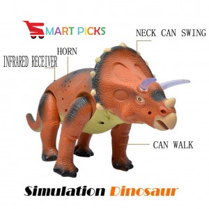 Smart Picks Remote Control Walking Dinosaur with Led Lights and Dinosaur Sounds (Brown & Grey)