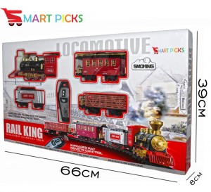 Smart Picks Realistic Remote Control Smoke Train Set with Smoke, Sounds & Led Lights (Track Size 148cm X 86cm) Rechargeable Battery for Train Included