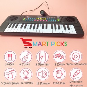 Smart Picks 37 Keys Piano (USB Included) and Microphone