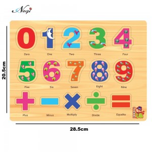 Negi Wooden Colorful Learning Educational Puzzle Board for Kids With Knobs, Educational Learning Wooden Board Tray, Size- 28.5cm X 20.5cm, Available in 8 Different Variants (Mathematics)