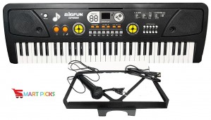 Smart Picks 61 Keys Electronic Piano Keyboard with Display and External Accessories Like USB, Microphone and AUX in Jack