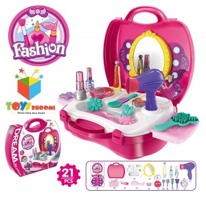 Smart Picks Attractive 21pcs Fashion Suitcase Pretend Play Makeup Accessories for Girls