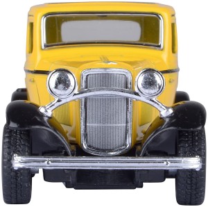 Die Cast 1932 Ford 3-Window Coupe Car with Openable Doors & Pull Back Action, Yellow (5-inches)