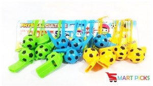 Smart Picks Pack of 12 Colorful Football Whistle Party Noisemakers for Kids